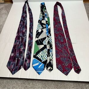 Lot Of 3 Abstract Silk Ties
